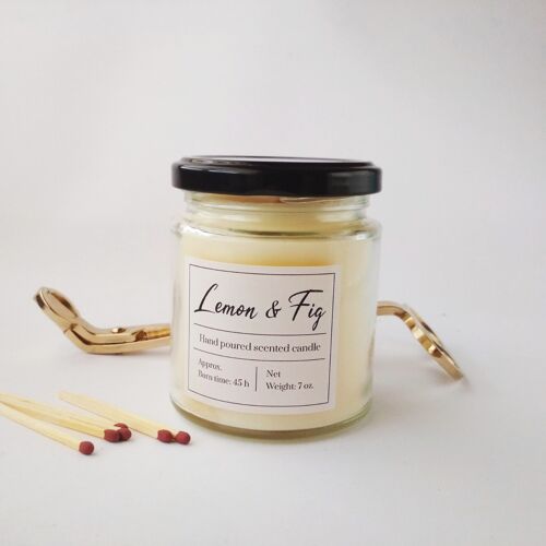 Soy wax candle, Lemon Fig scented