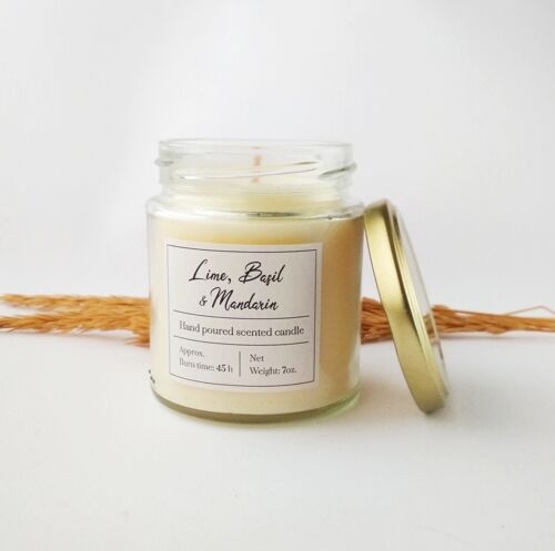 Soy wax candle Lime, basil and mandarin scented