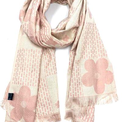 pink wool scarf.