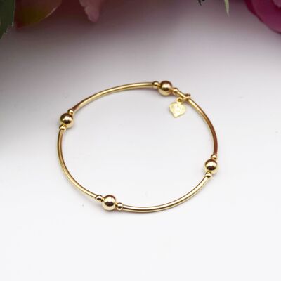 14k Gold Filled Simplicity Tube and Bead Stacking Bracelet