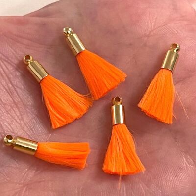 Neon Mini Tassel Bead Bracelet - Neon Orange (gold cap) - Sunshine Yellow