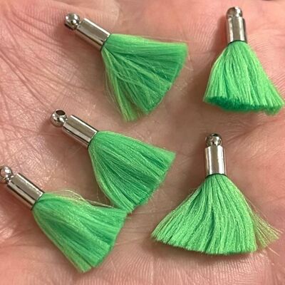 Neon Mini Tassel Bead Bracelet - Neon Green (silver cap) - Turquoise