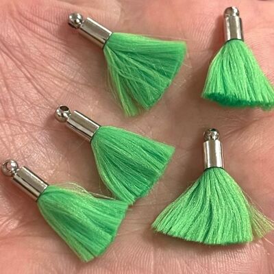Neon Mini Tassel Bead Bracelet - Neon Green (silver cap) - Neon Green
