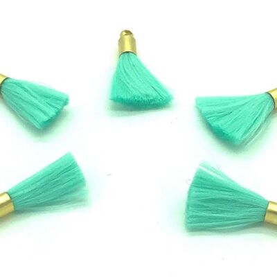 Neon Mini Tassel Bead Bracelet - Neon Mint (gold cap) - Turquoise