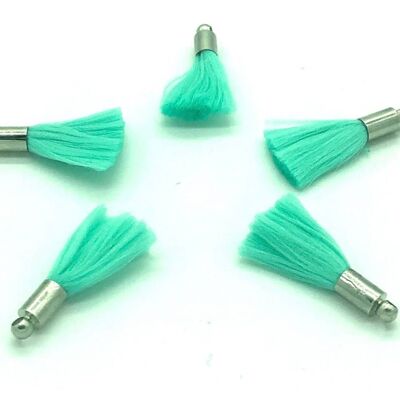 Neon Mini Tassel Bead Bracelet - Neon Mint (silver cap) - Neon Green