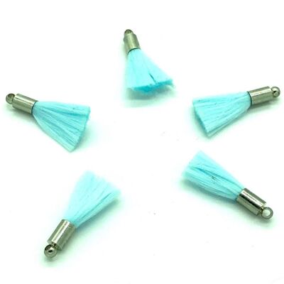 Neon Mini Tassel Bead Bracelet - Aquamarine (silver cap) - Turquoise