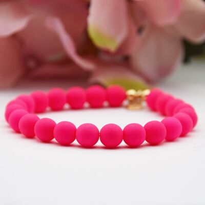 Neon Pink 8mm & 14k Gold Filled Simplicity Bracelet