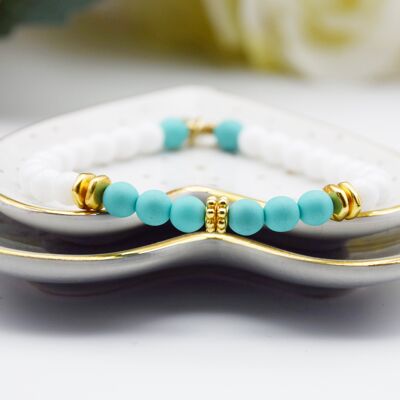 Neon Mint and White 6mm Maxi Bracelet