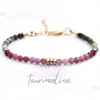 Tourmaline and 14k Gold Filled Dainty Bracelet