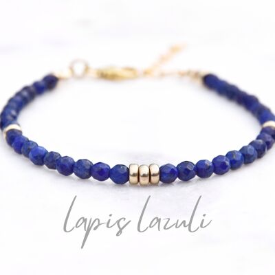 Lapis Lazuli and 14k Gold Filled Dainty Bracelet