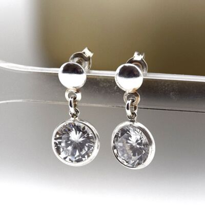 Sterling Silver Large Clear Gem stud earrings