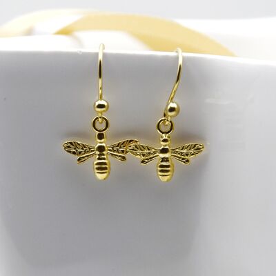 Gold Vermeil Bee wire earrings