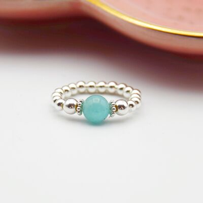 Sterling Silver & 6mm Amazonite Ring