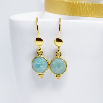 Gold Vermeil Amazonite Gemstone drop wire earrings