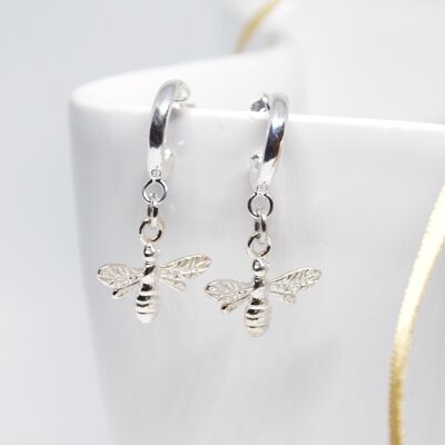 Sterling Silver Bee hoop earrings