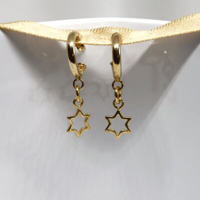 Gold Vermeil Open Star Hoop Earrings
