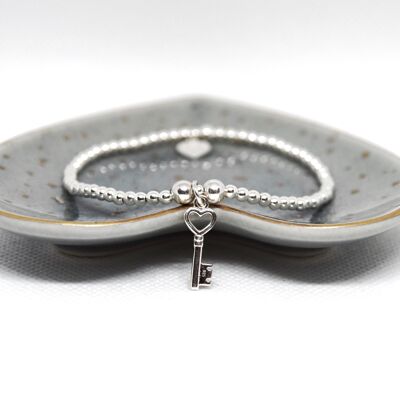 Sterling Silver Love Key bead bracelet