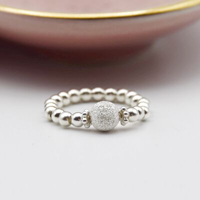 Sterling Silver 6mm Stardust Beaded Ring