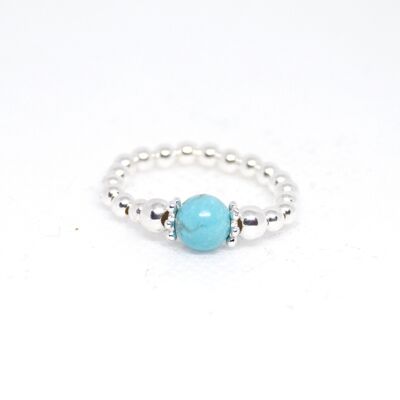 Sterling Silver & 6mm Turquoise Beaded Ring