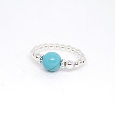 Sterling Silver & 8mm Turquoise Beaded Ring