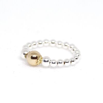 Sterling Silver & 6mm Gold Filled Beaded Ring