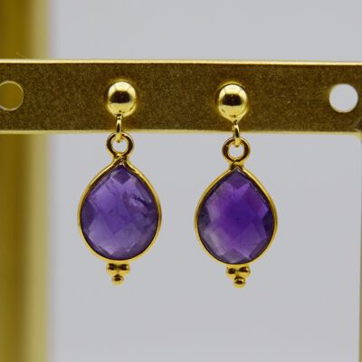 Gold Vermeil Amethyst Gemstone drop earrings
