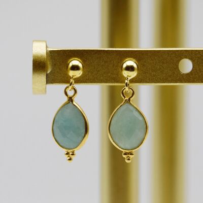 Gold Vermeil Amazonite Gemstone drop stud earrings
