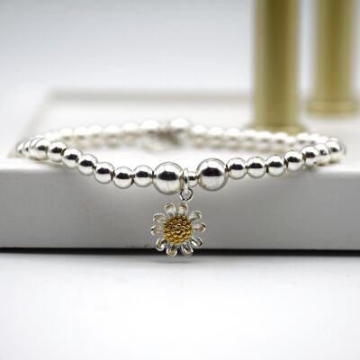 Sterling Silver Daisy Flower Bracelet
