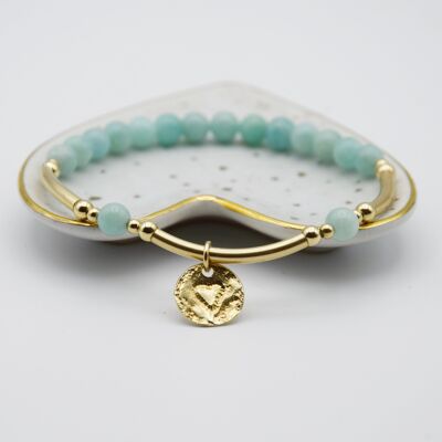 Amazonite & 14k Gold Filled Beaded Bracelet with disc charm - Without charm