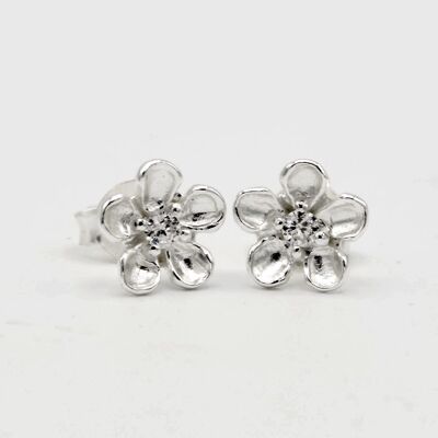 Daisy Cubic Zirconia Stud Earrings - 925 Sterling Silver