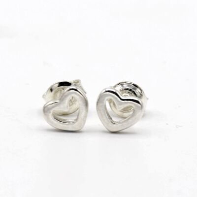 Mini Open Heart Stud Earrings - 925 Sterling Silver