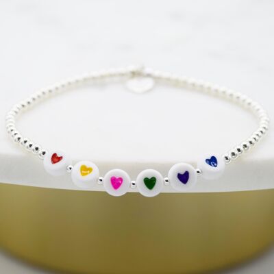 Sterling Silver beaded €œAll Hearts€ bracelet