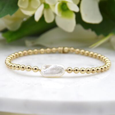 Gold Filled Bead Bracelet with Freshwater Pearl
