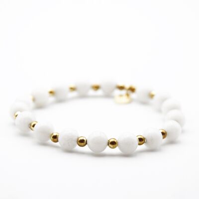 14k Gold Filled and White Jade Simplicity Maxi Bracelet