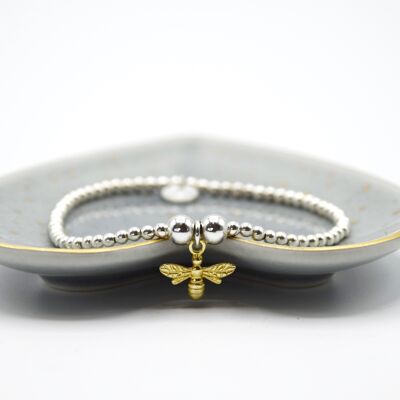 Sterling Silver Bee Bracelet - Gold Vermeil Bee