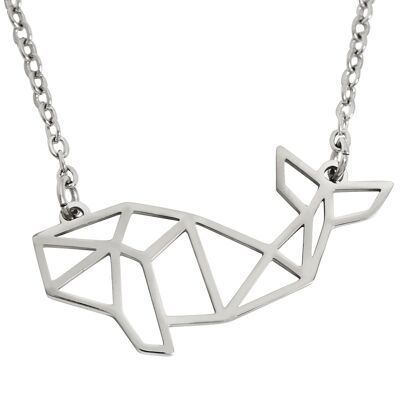 Whale Geometric Necklace Silver