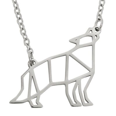 Wolf geometrische Halskette Silber