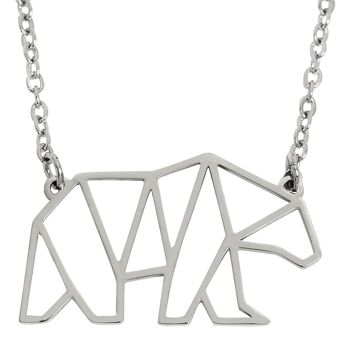 Collier Géométrique Ours Polaire Argent 1