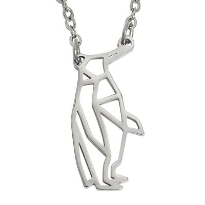 Collier Pingouin Géométrique Argent