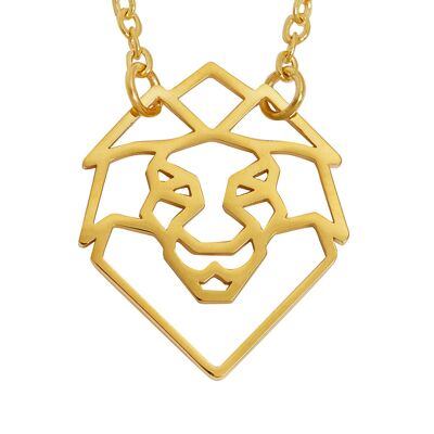 Lion Geometric Necklace Gold