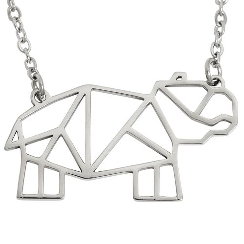 Hippo Geometric Necklace Silver