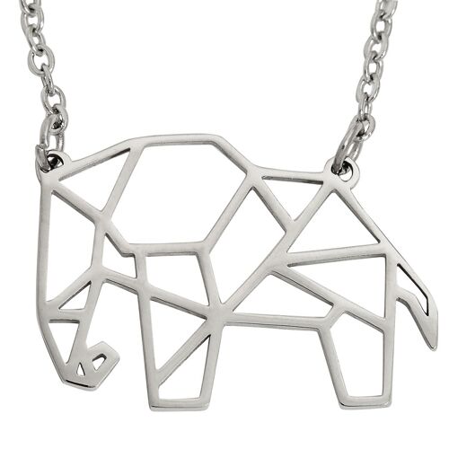 Elephant Geometric Necklace Silver