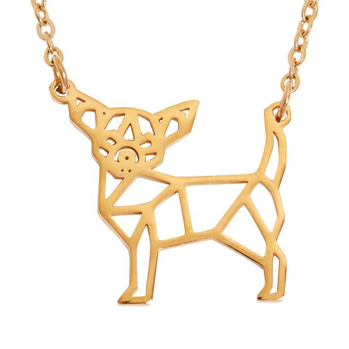 Chihuahua Dog Geometric Necklace Rose Gold