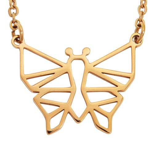 Butterfly Geometric Necklace Rose Gold