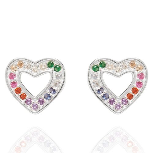 Love Heart Stud Earrings Silver