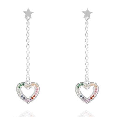 Love Heart Drop Earrings Silver