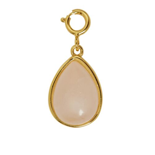 Rose Quartz Stone Cabachon Teardrop Charm