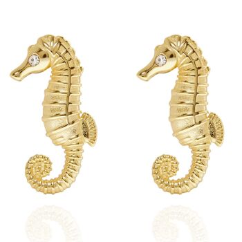 Boucles D'oreilles Tiges Hippocampe Doré 1