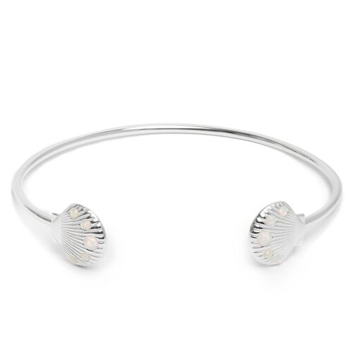 Encrusted Shell Silver Bangle