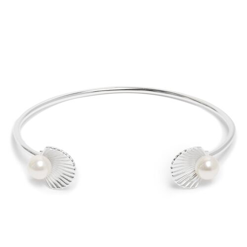 Open Shell Silver Bangle